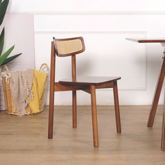 Amira Wooden Dining Chair (Rattan)