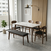 Ardun Dining Set (1 Table + 4 Chair + 1 Bench) by Wood Haven