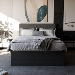 Manovel Grey Fabric Storage Bed (Water Repellent) + Somnuz® Comfy 10" Individual Pocketed Spring Mattress