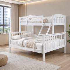 Cerlivo White Wooden Double Decker Bed Frame