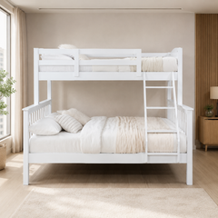 Cerlivo White Wooden Double Decker Bed Frame