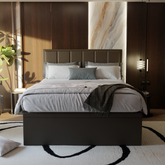 Snova Brown Faux Leather Storage Bed + Somnuz® Comfy 10" Individual Pocketed Spring Mattress