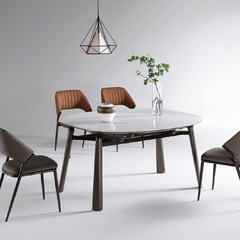 Ginny Sintered Stone Extendable Round Dining Table