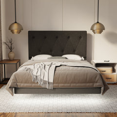 Valen Fabric Floating Bed Frame (Water Repellent, Pet Friendly & LED) By Somnuz