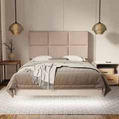 Caspian Fabric Floating Bed Frame (Water Repellent, Pet Friendly & LED) By Somnuz