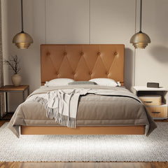 Valen Genuine Leather Floating Bed Frame (With LED) By Esteller