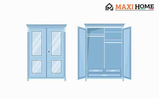 Illustration of a ready-made wardrobe for a small bedroom.
