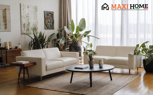Timeless white sofas in a bright living room