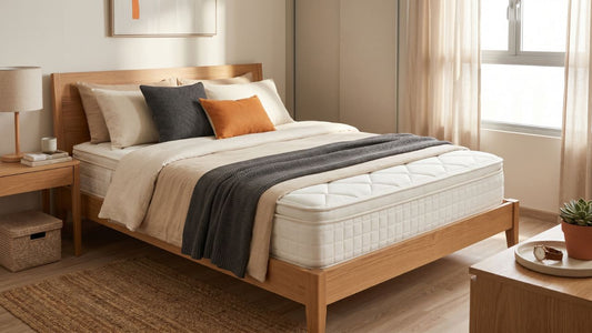 Firm mattress in a modern Singapore bedroom with supportive bed setup for back sleepers and heavier bodies