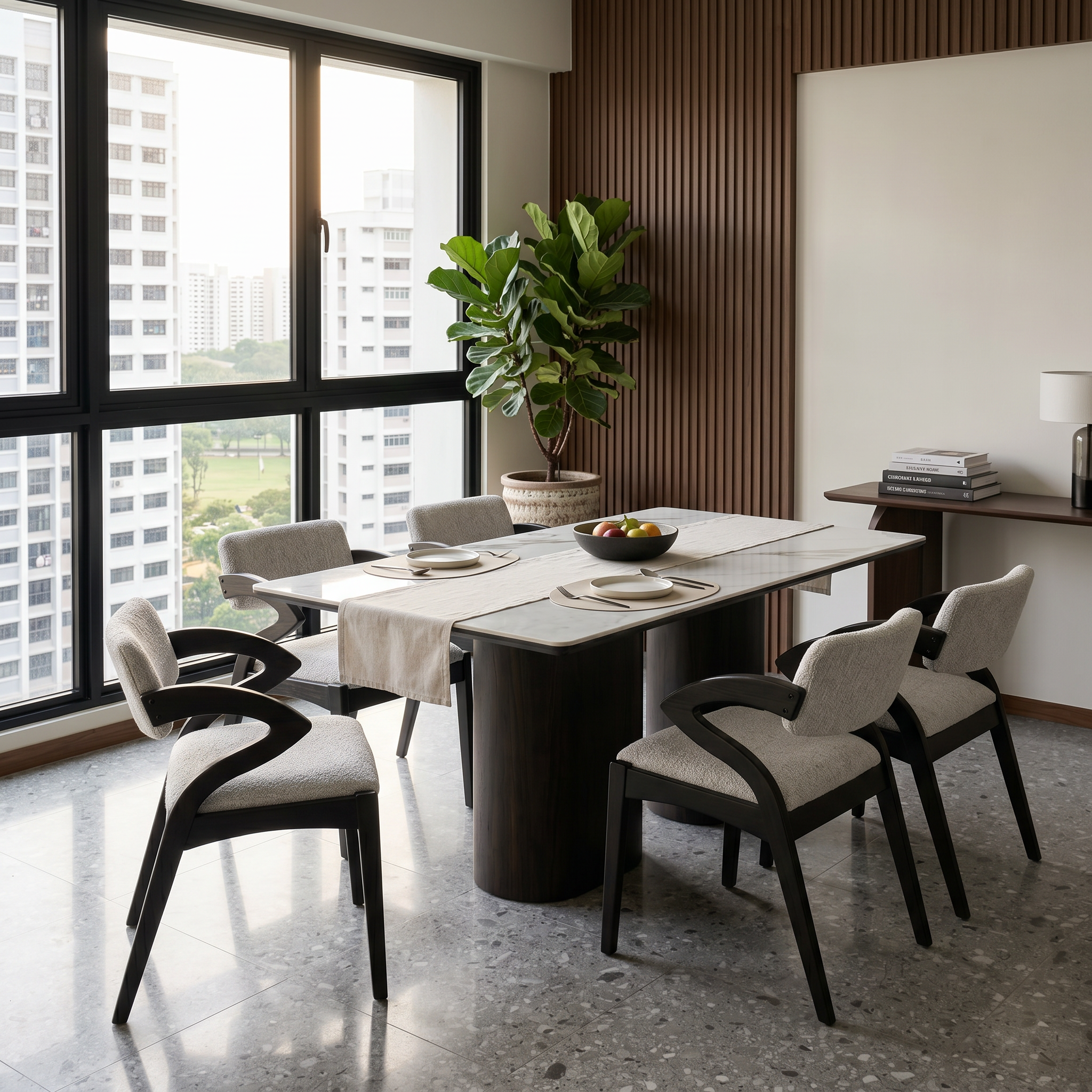 Aldun Dining Set (1 Table + 4 Chair) by Wood Haven