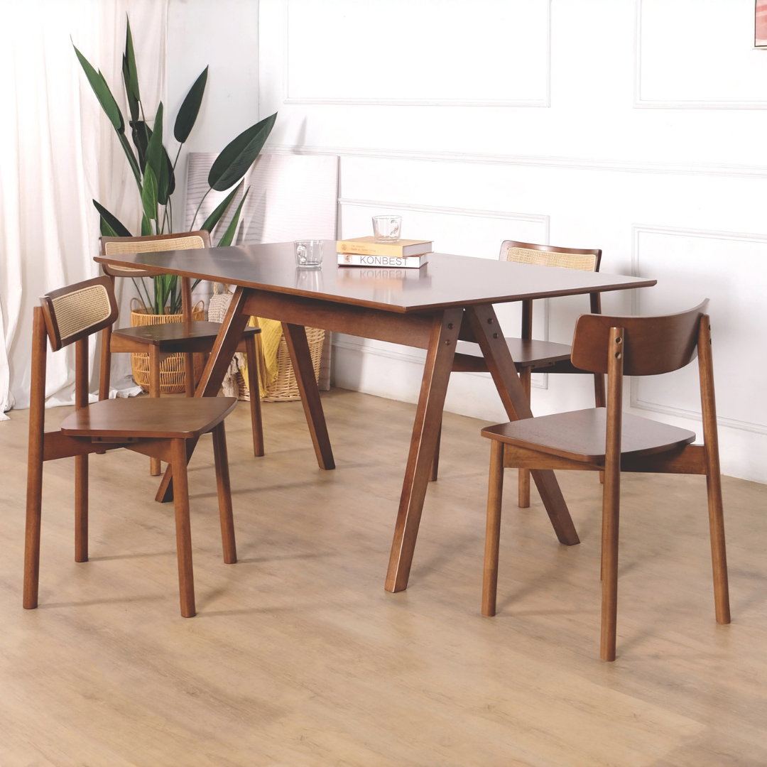 Amira Wooden Dining Chair (Rattan)