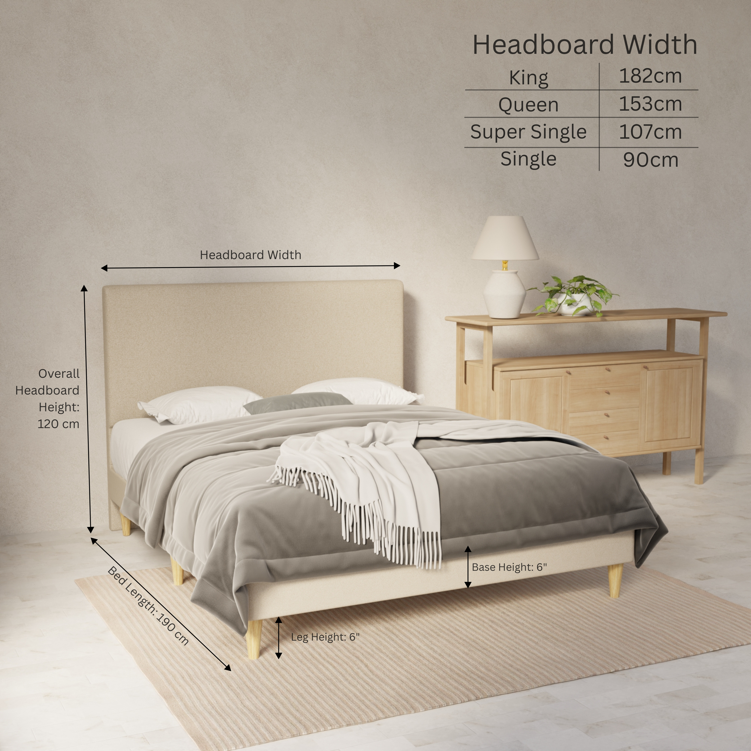Kira Fabric Bed Frame (Water Repellent & Pet friendly) By Somnuz