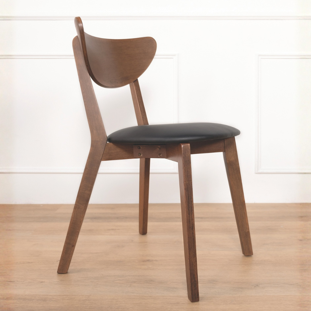Morocco Black Faux Leather Wooden Dining Chair