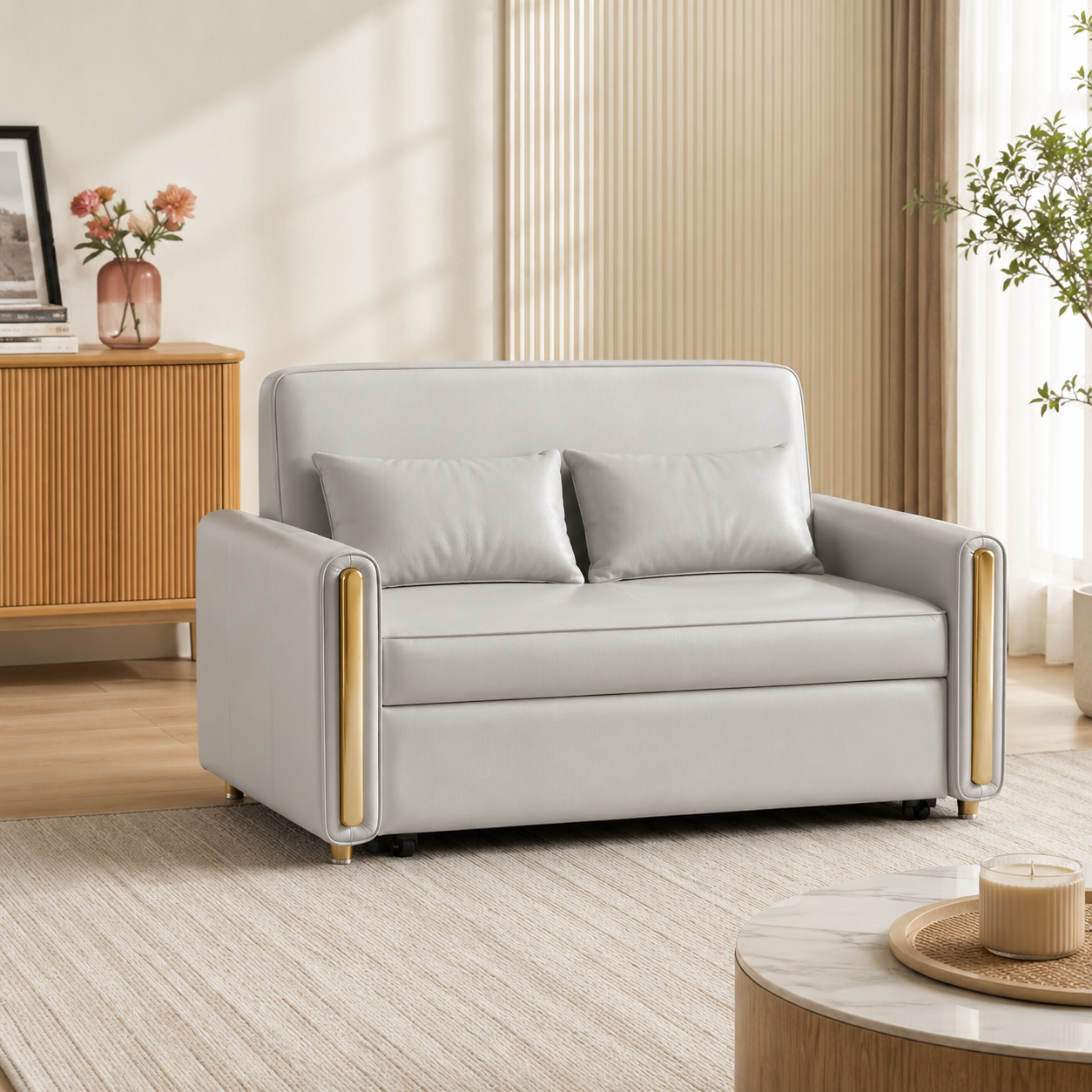 Norvessa Faux Leather Sofa Bed