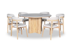 Veloura Dining Set (1 Table + 6 Chair) by Wood Haven