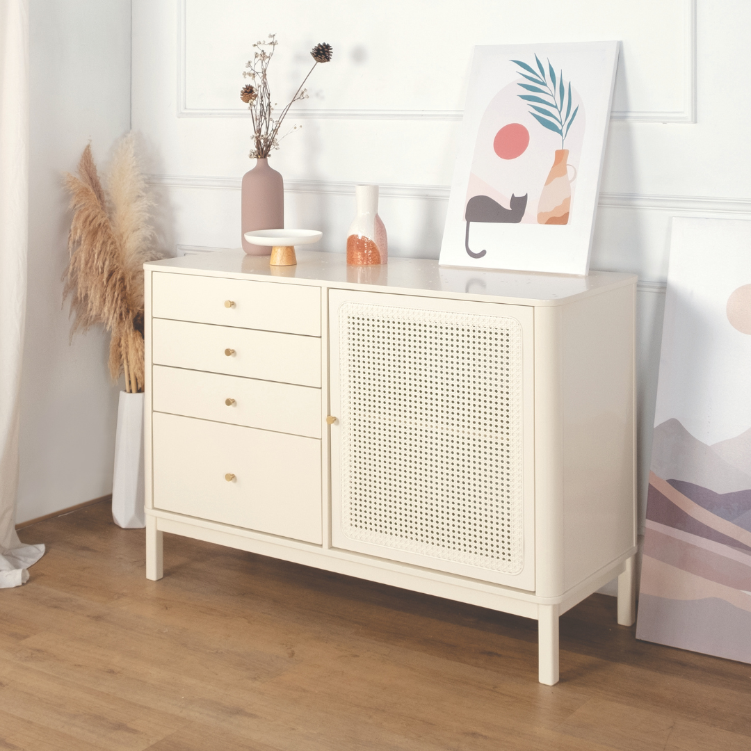 Ivory Senior Wooden Buffet Hutch | Chest of Drawer