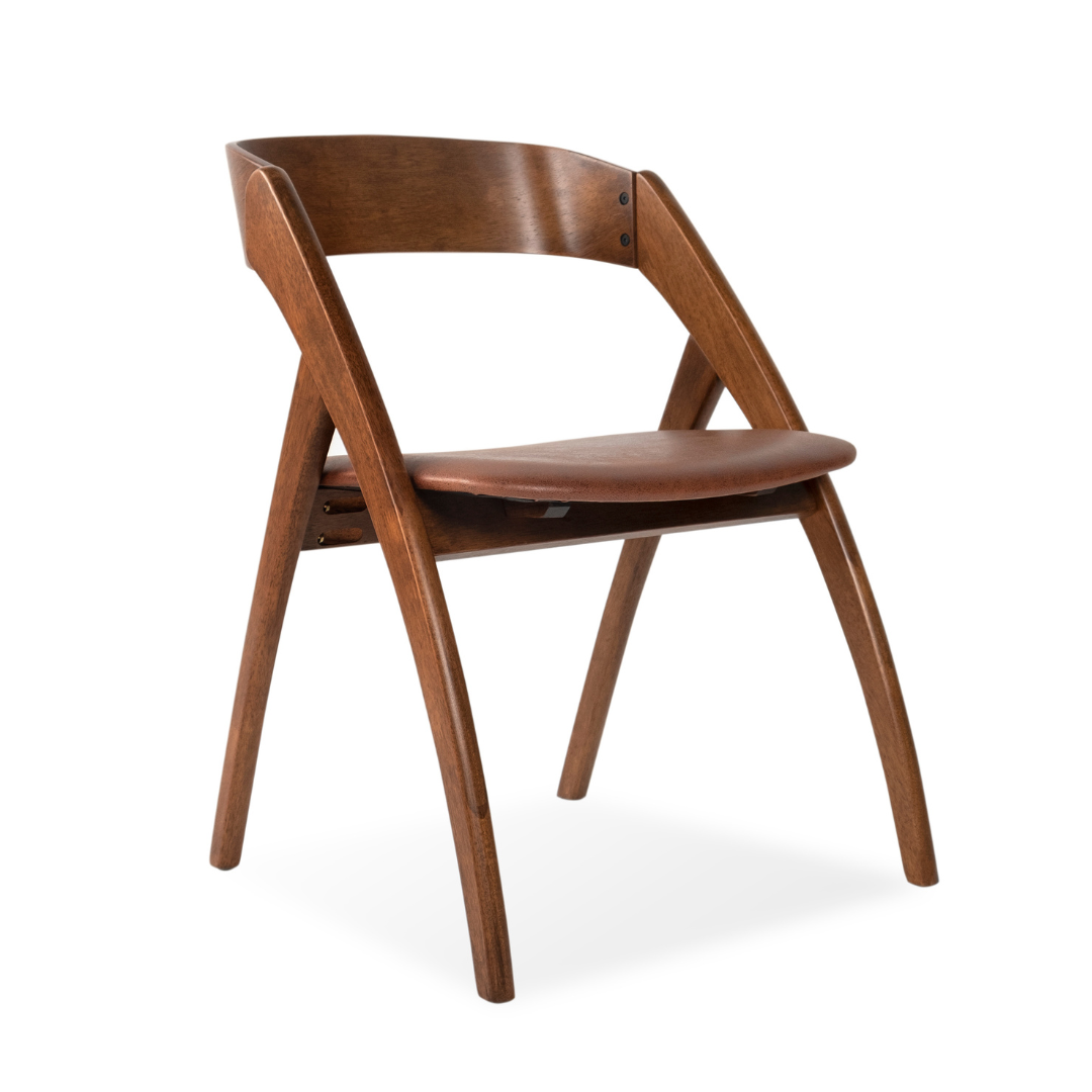Amella Brown Faux Leather Wooden Dining Chair