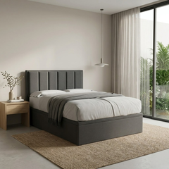 Snova Grey Fabric Storage Bed (Water Repellent) + Somnuz® Comfy 10" Individual Pocketed Spring Mattress