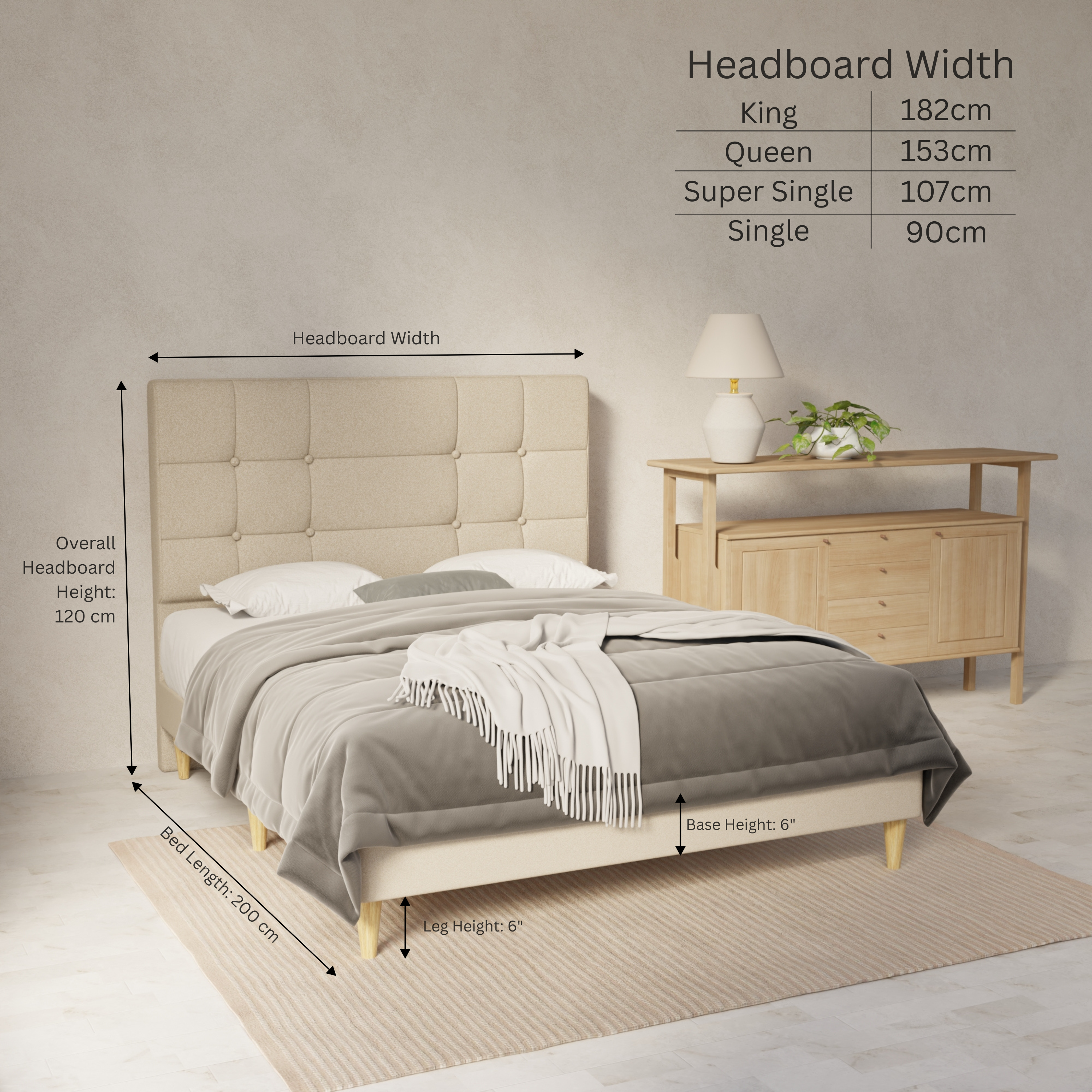 Elara Fabric Bed Frame (Water Repellent & Pet friendly) By Somnuz