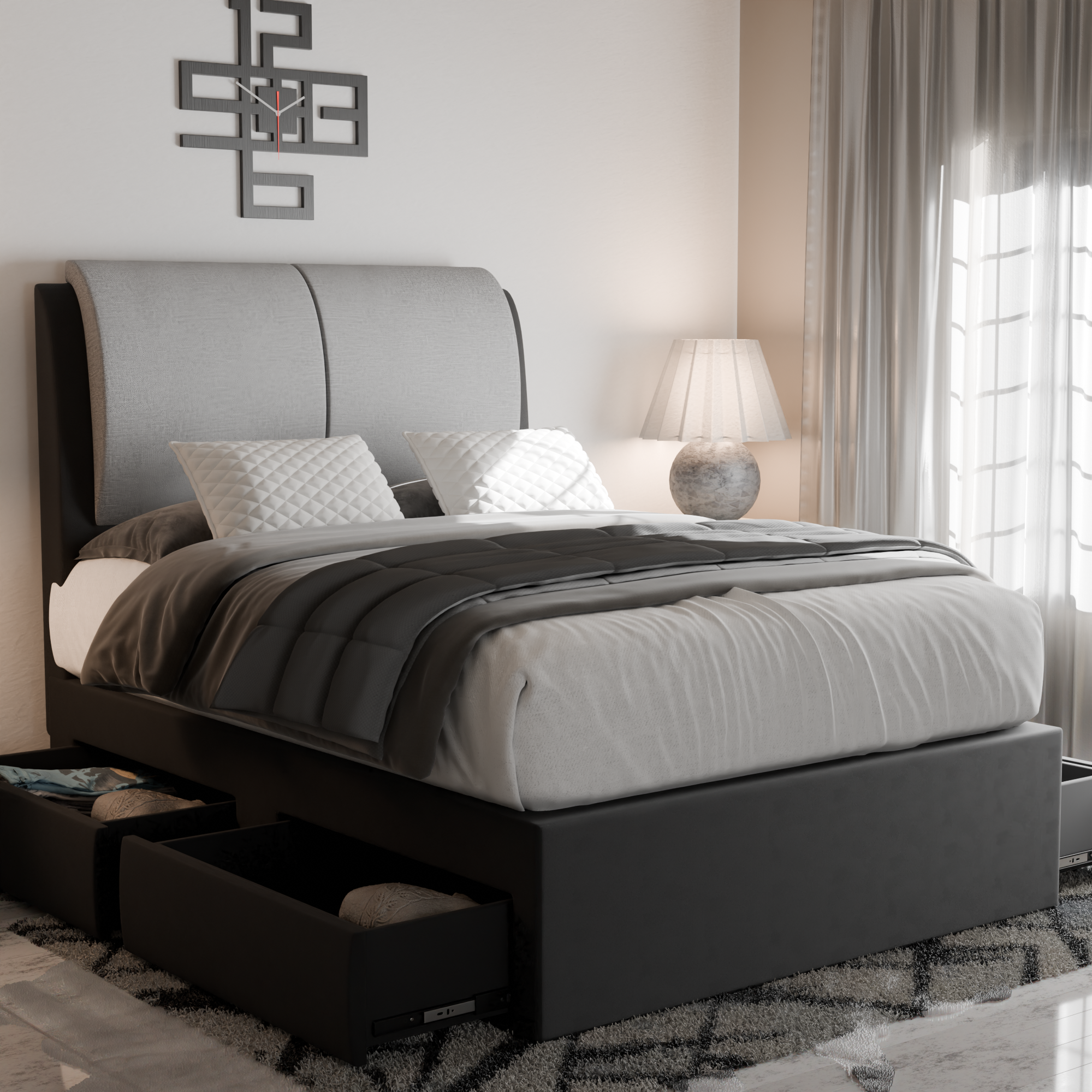 Xanie Fabric Drawer Bed Frame