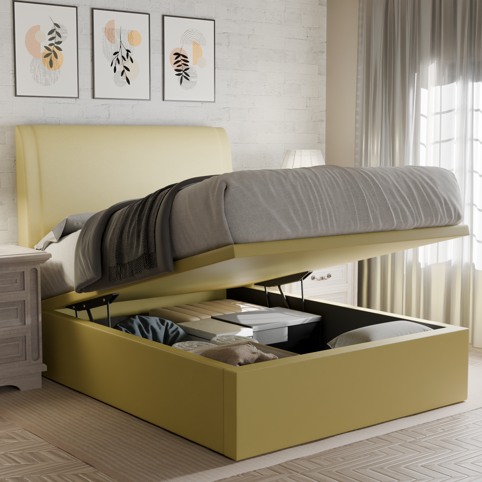 Xanie Faux Leather Storage Bed Frame
