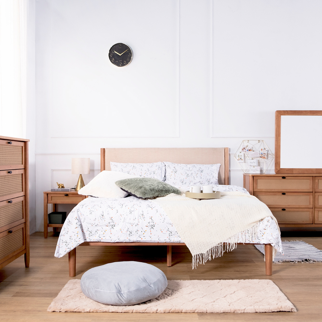 Winnie Fabric Wooden Bed