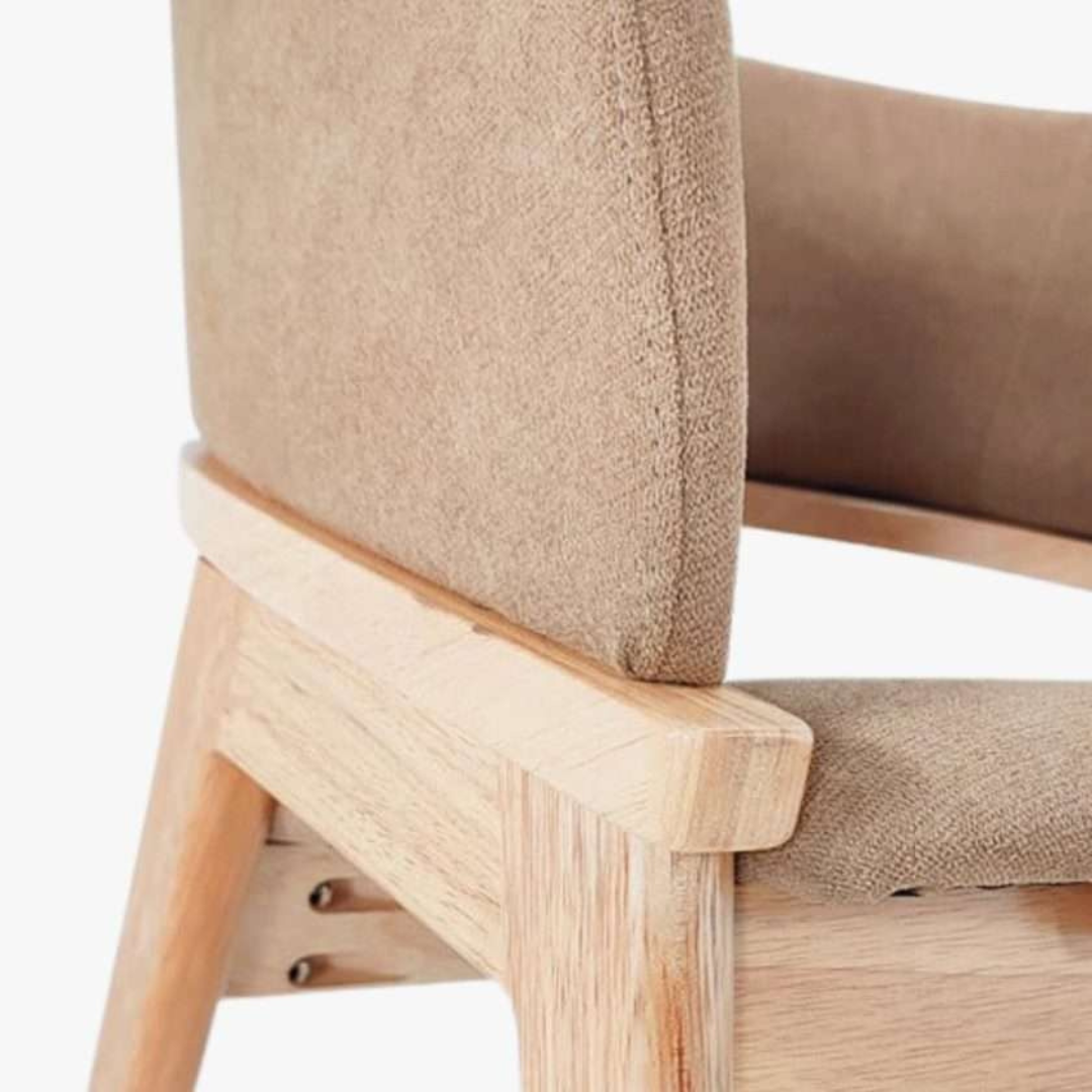 Vicky Wooden Dining Chair with Light Brown Fabric