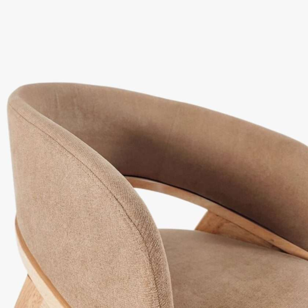 Vicky Wooden Dining Chair with Light Brown Fabric