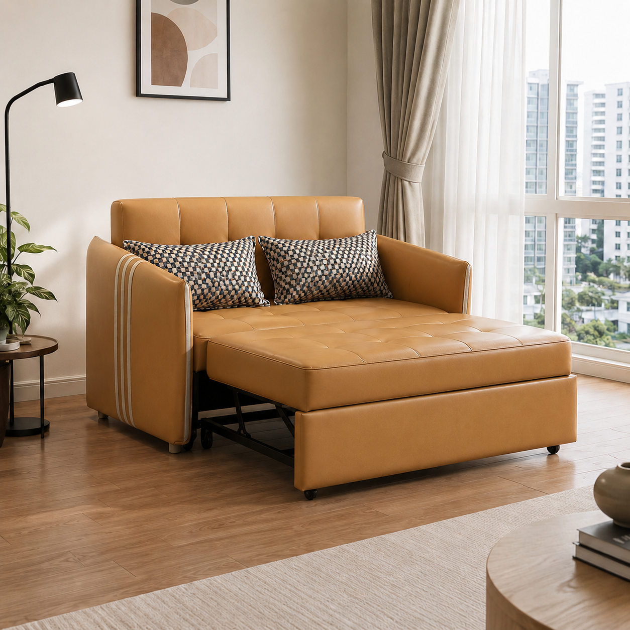 Aeressa Faux Leather Sofa Bed