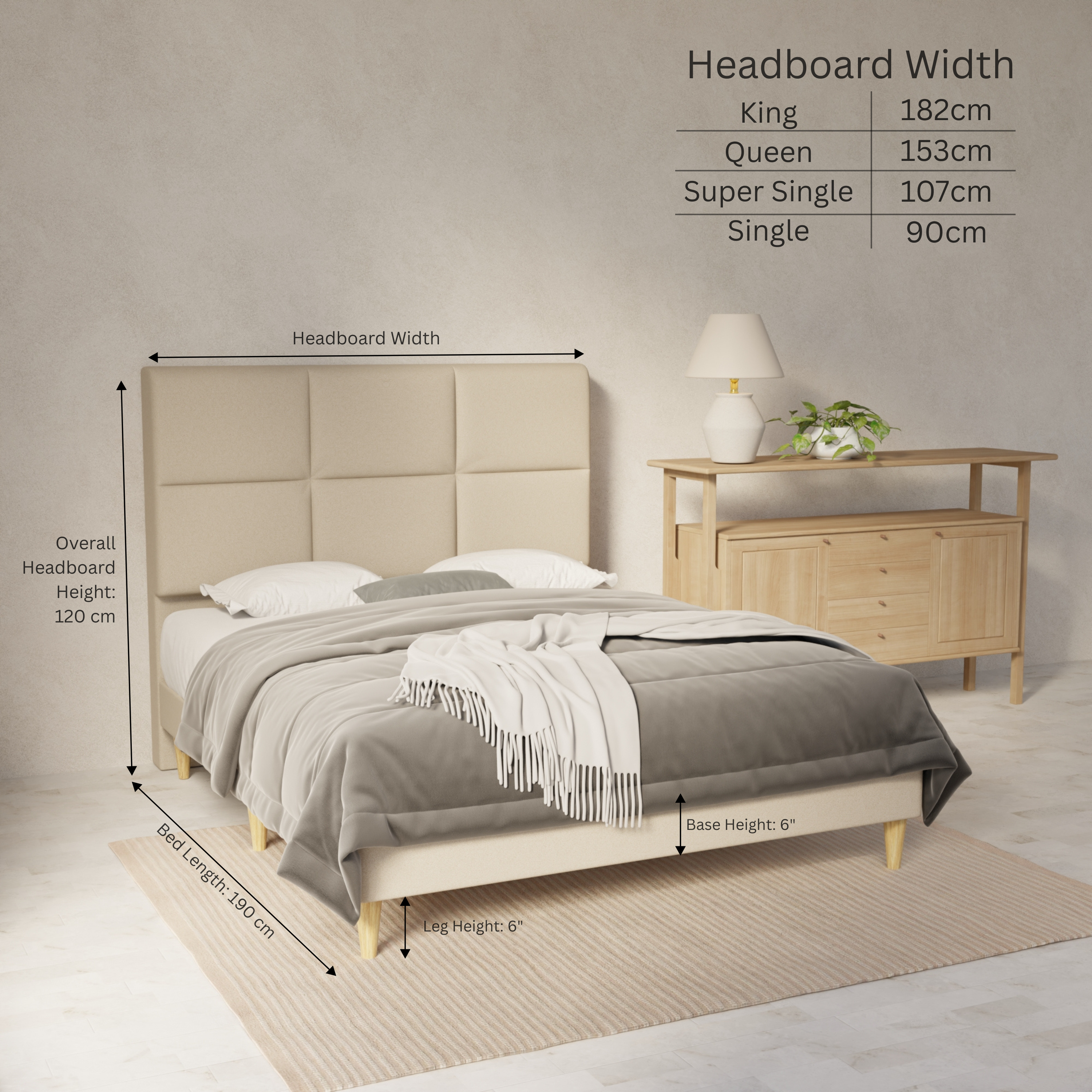Caspian Fabric Bed Frame (Water Repellent & Pet friendly) By Somnuz