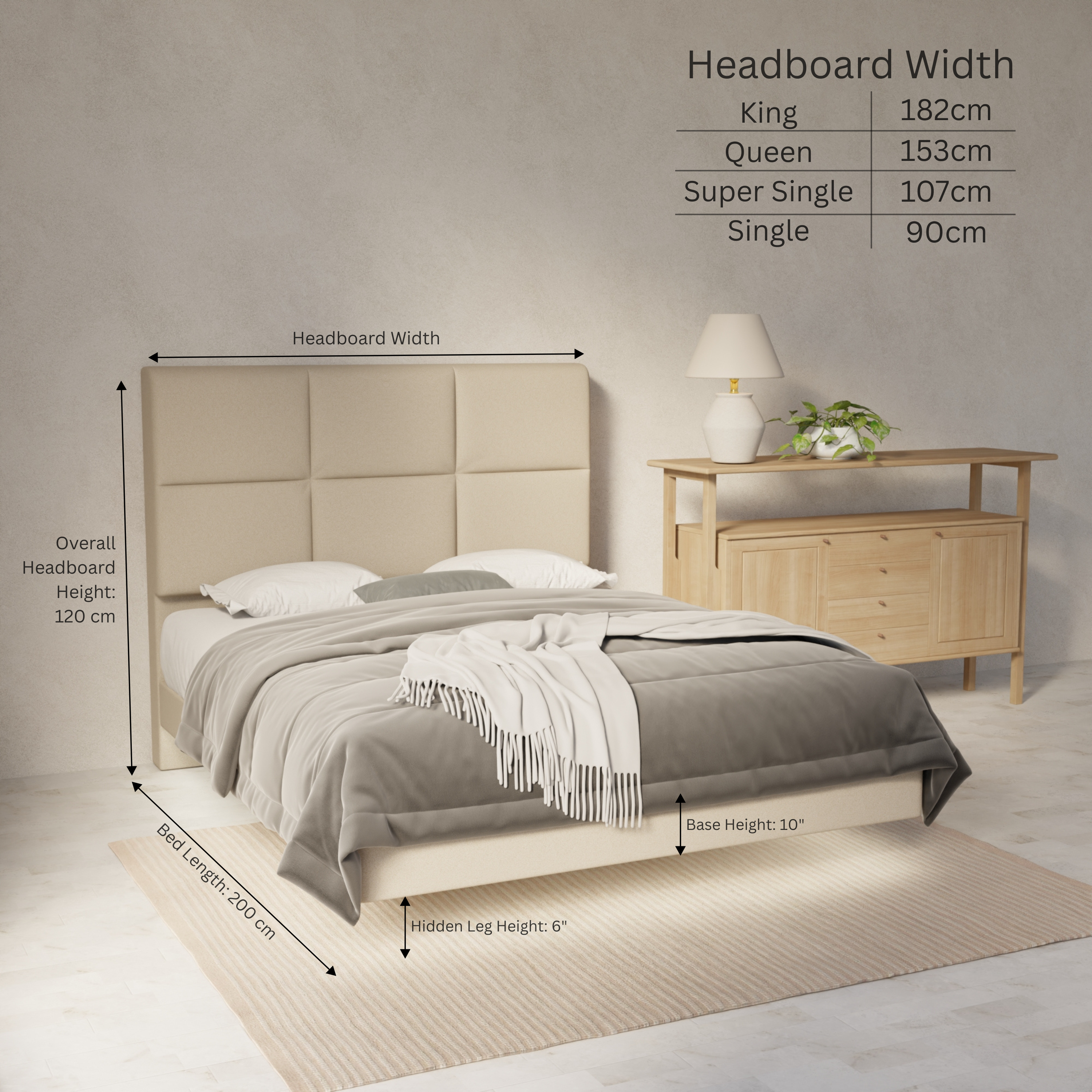 Caspian Fabric Floating Bed Frame (Water Repellent, Pet Friendly & LED) By Somnuz