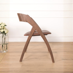 Amella Brown Faux Leather Wooden Dining Chair