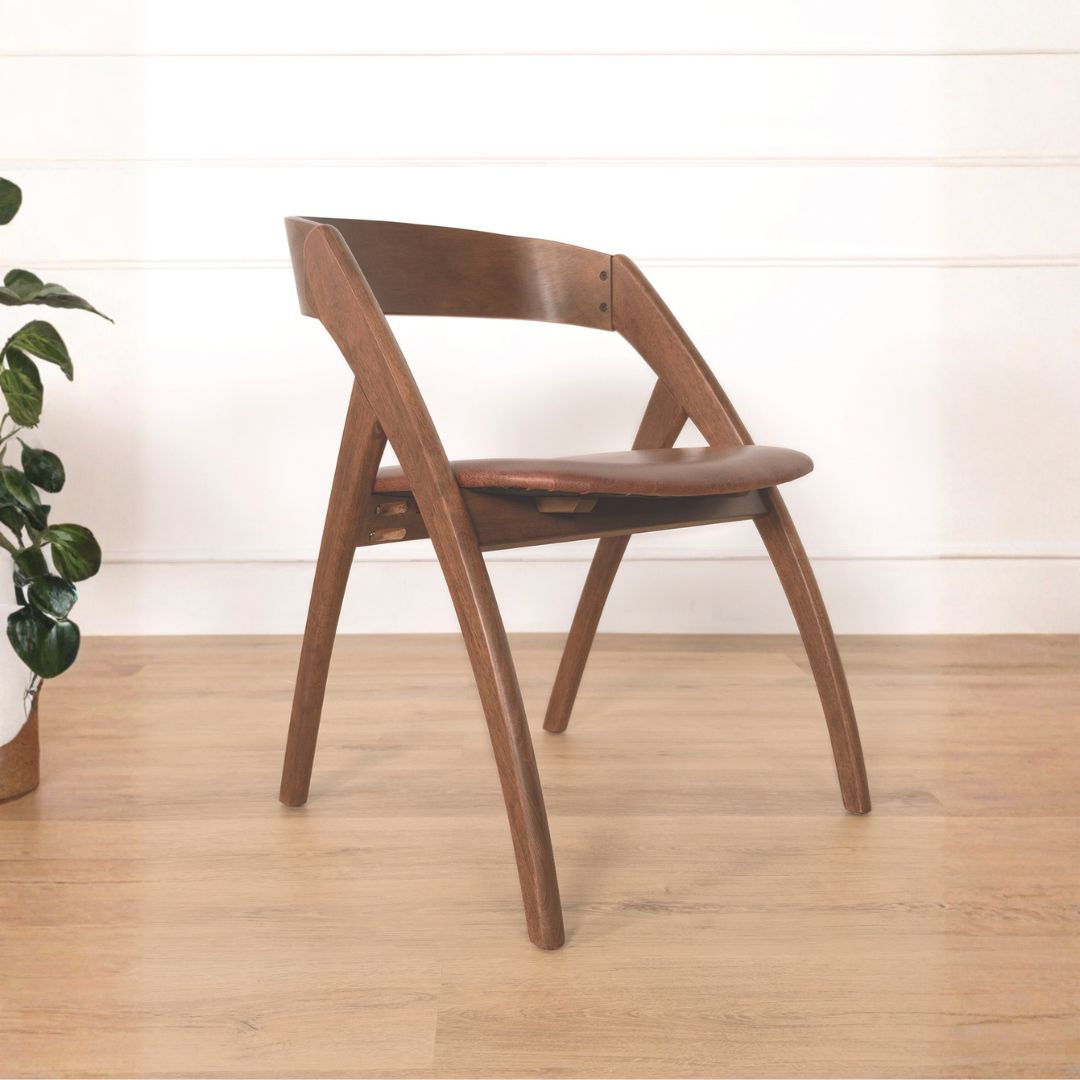 Amella Brown Faux Leather Wooden Dining Chair