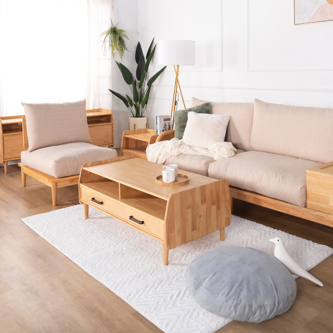 Carol Wooden Sofa with Side Storage