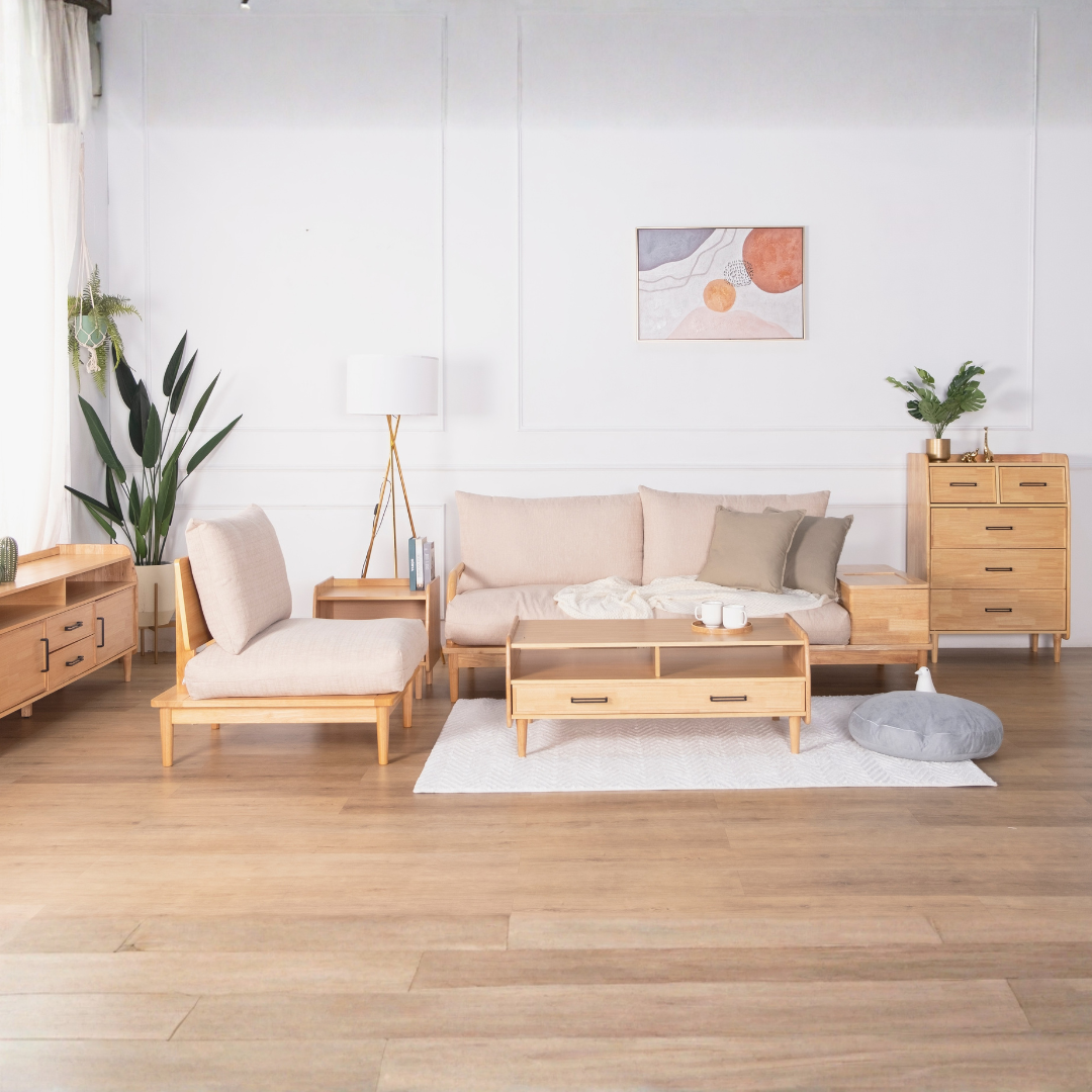 Carol Wooden Sofa with Side Storage