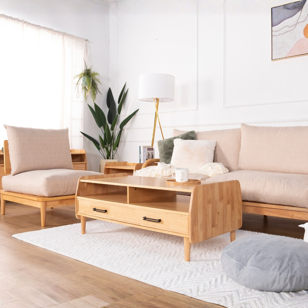 Carol Wooden Sofa with Side Storage