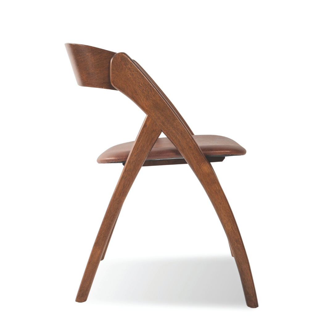 Amella Brown Faux Leather Wooden Dining Chair