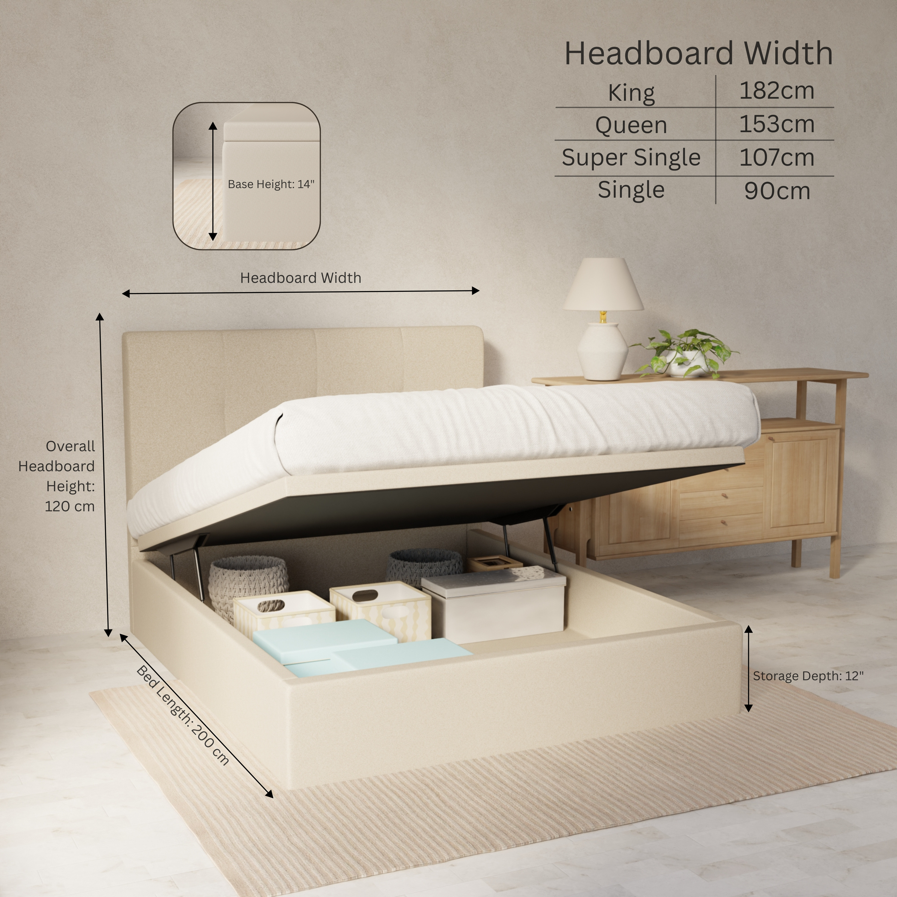 Lyra Fabric Storage Bed Frame (Water Repellent & Pet Friendly) By Somnuz