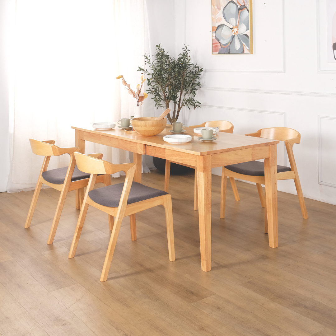 Dara Grey Fabric Wooden Dining Chair