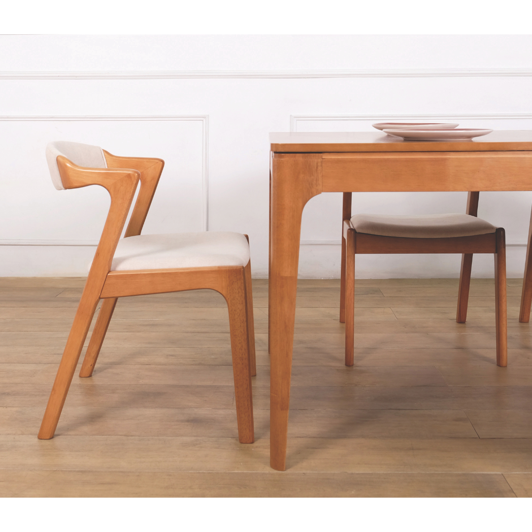 Dara Grey Fabric Wooden Dining Chair
