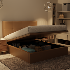 Koane Genuine Leather Storage Bed (Gas Lift) by Esteller