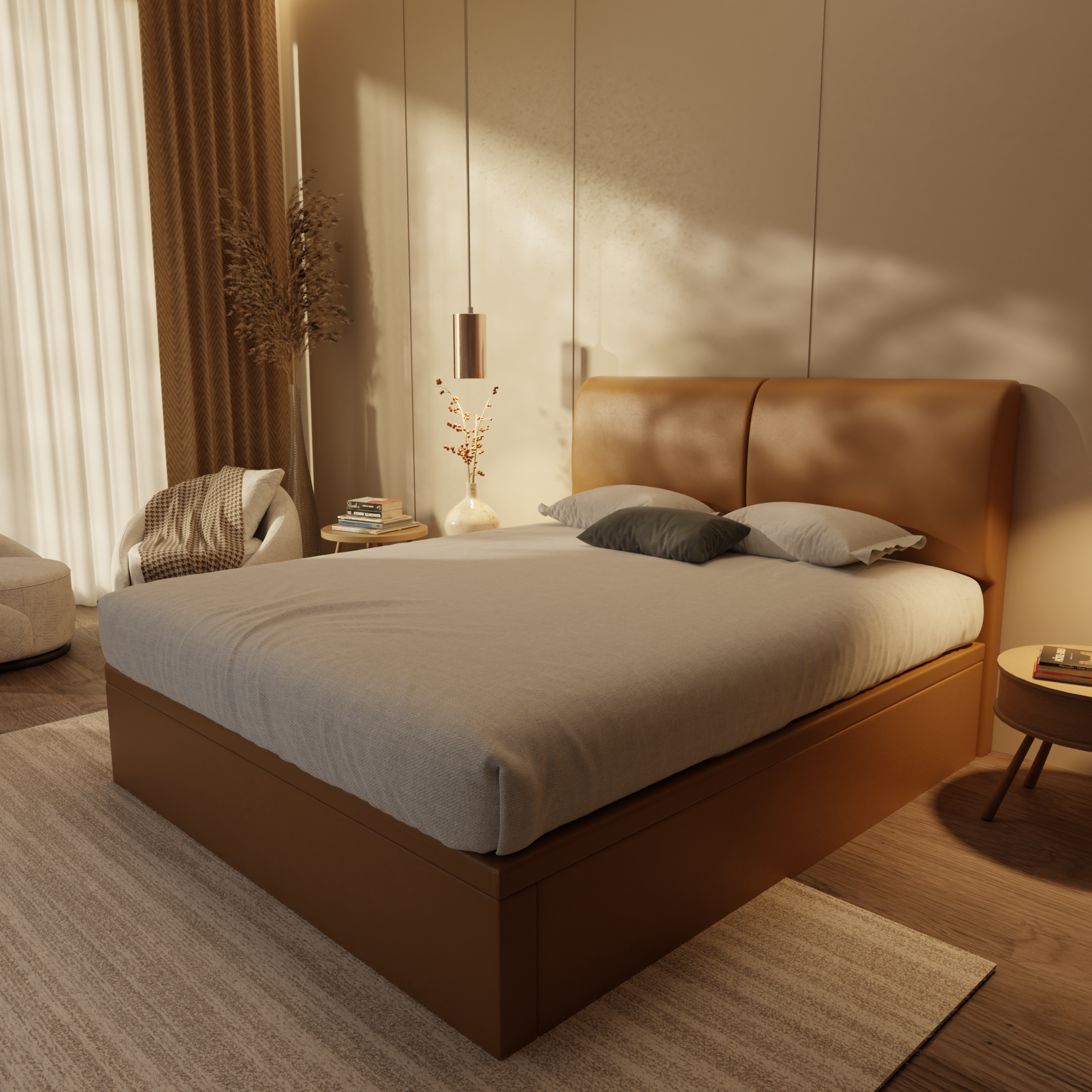 Gretelle Genuine Leather Storage Bed (Gas Lift) by Esteller
