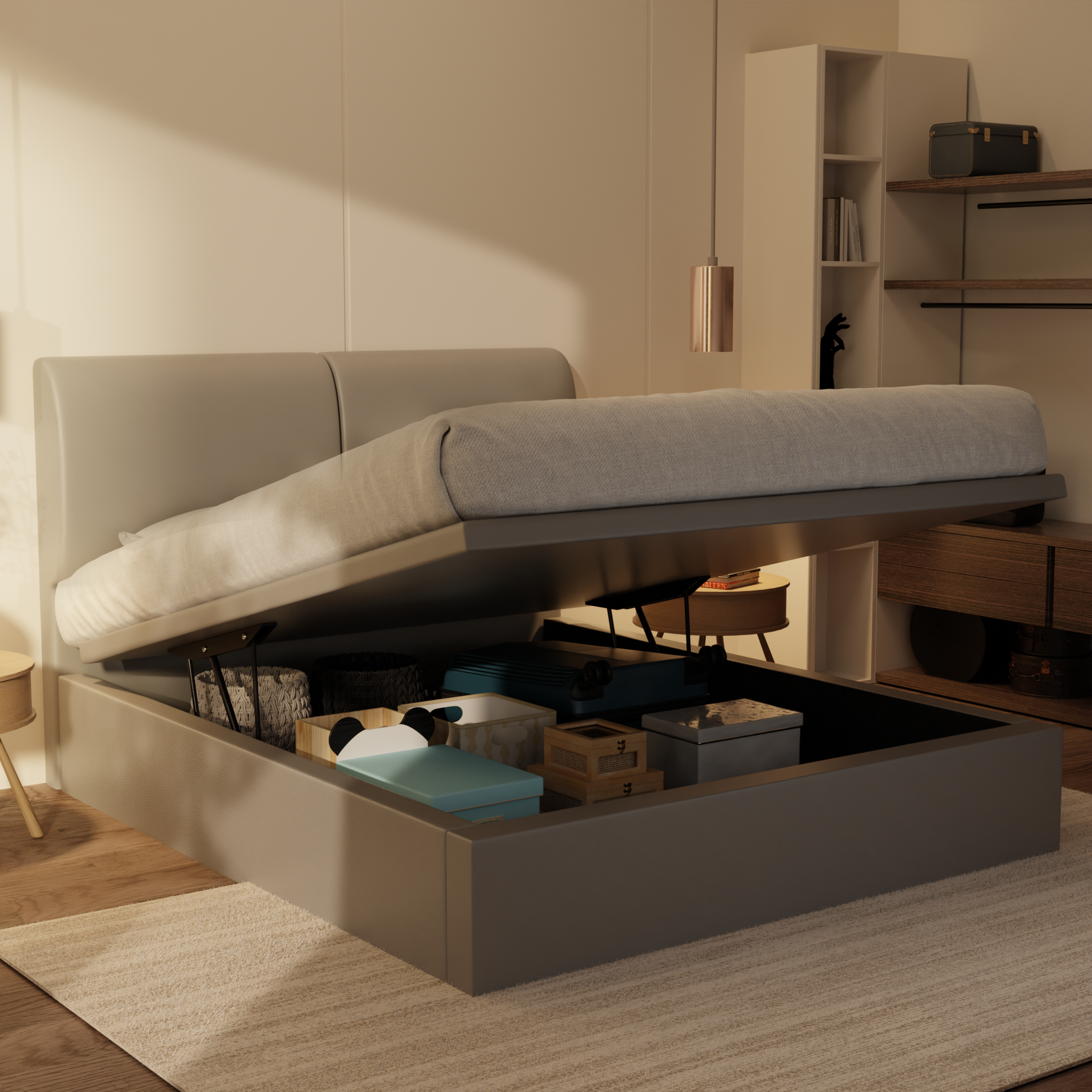 Gretelle Genuine Leather Storage Bed (Gas Lift) by Esteller