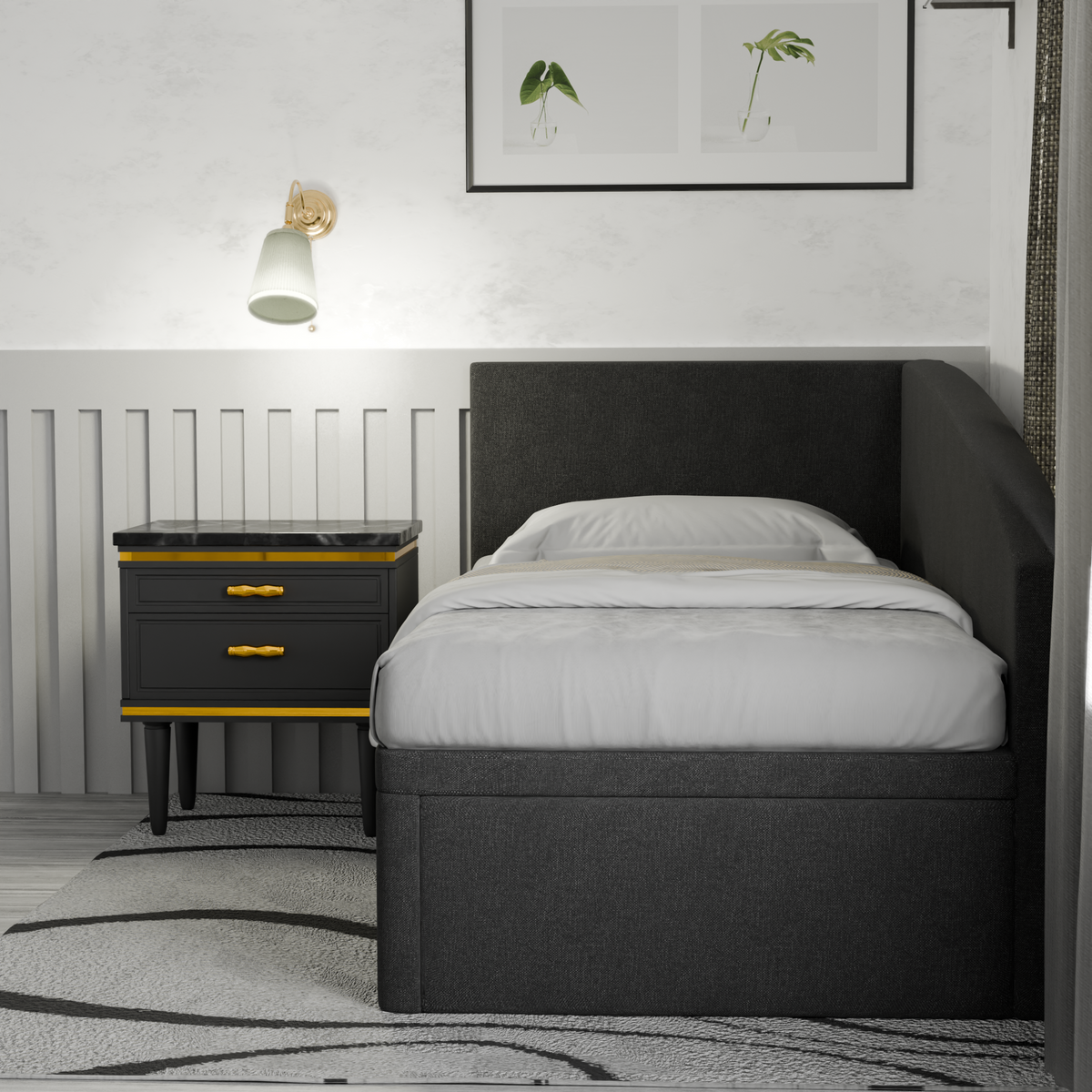 Elara Fabric Side Storage Daybed