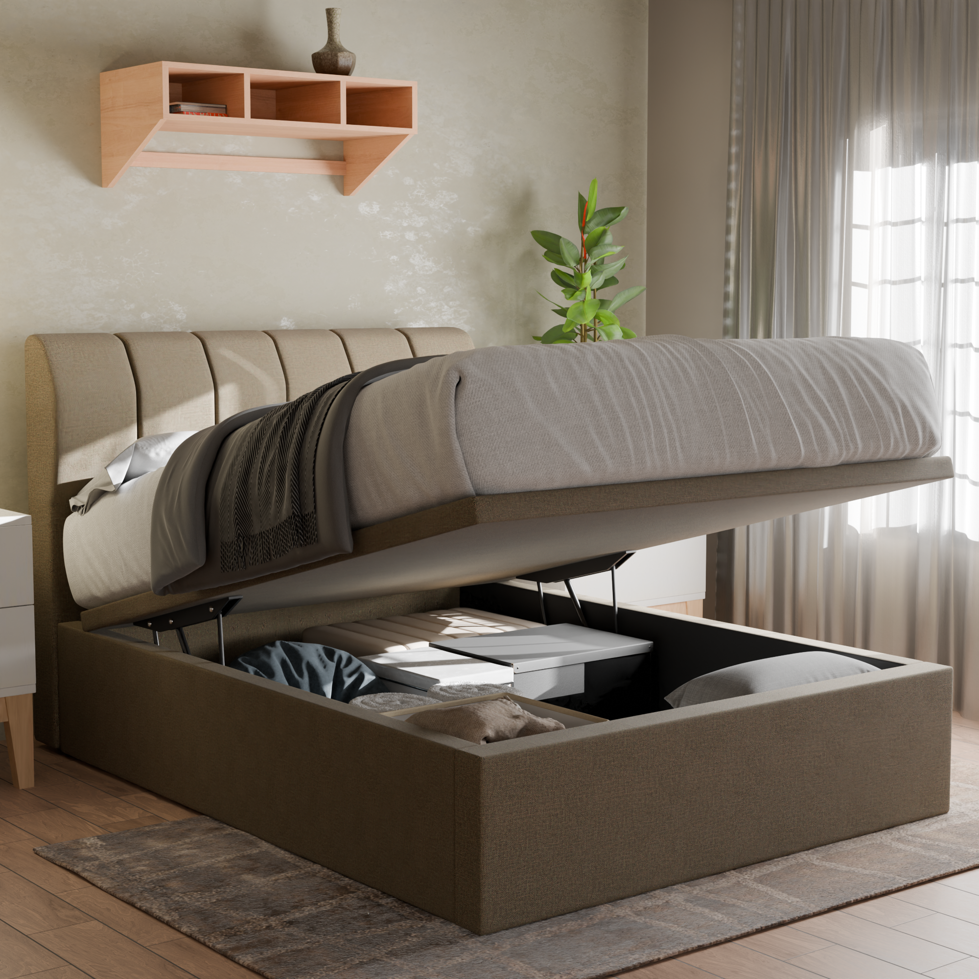 Marcell Fabric Storage Bed Frame