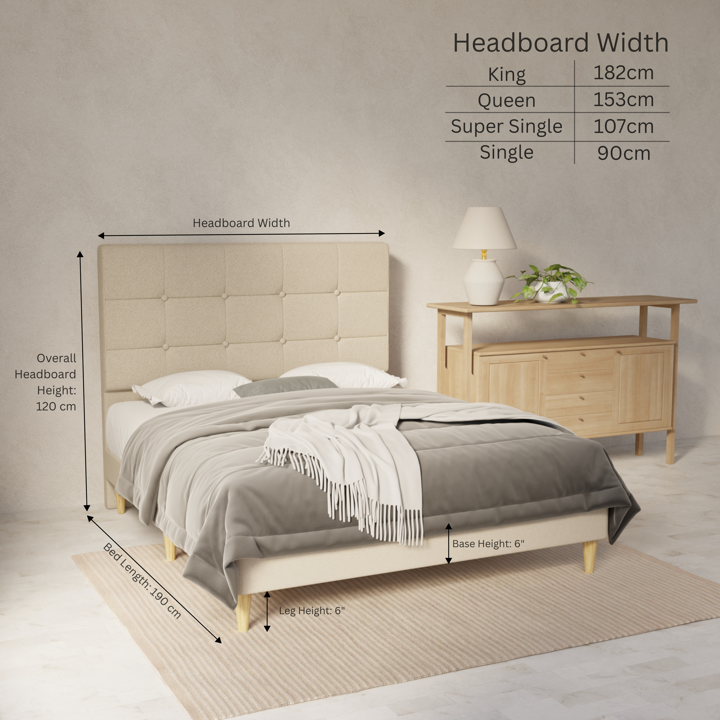 Theron Fabric Bed Frame (Water Repellent & Pet friendly) By Somnuz