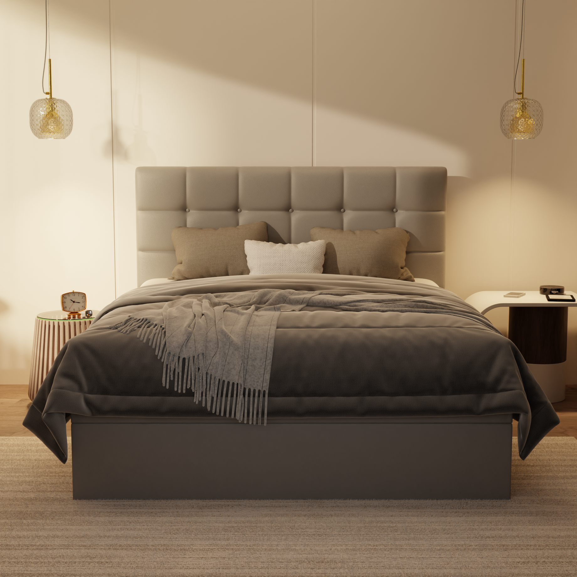 Mancine Genuine Leather Storage Bed (Gas Lift) by Esteller