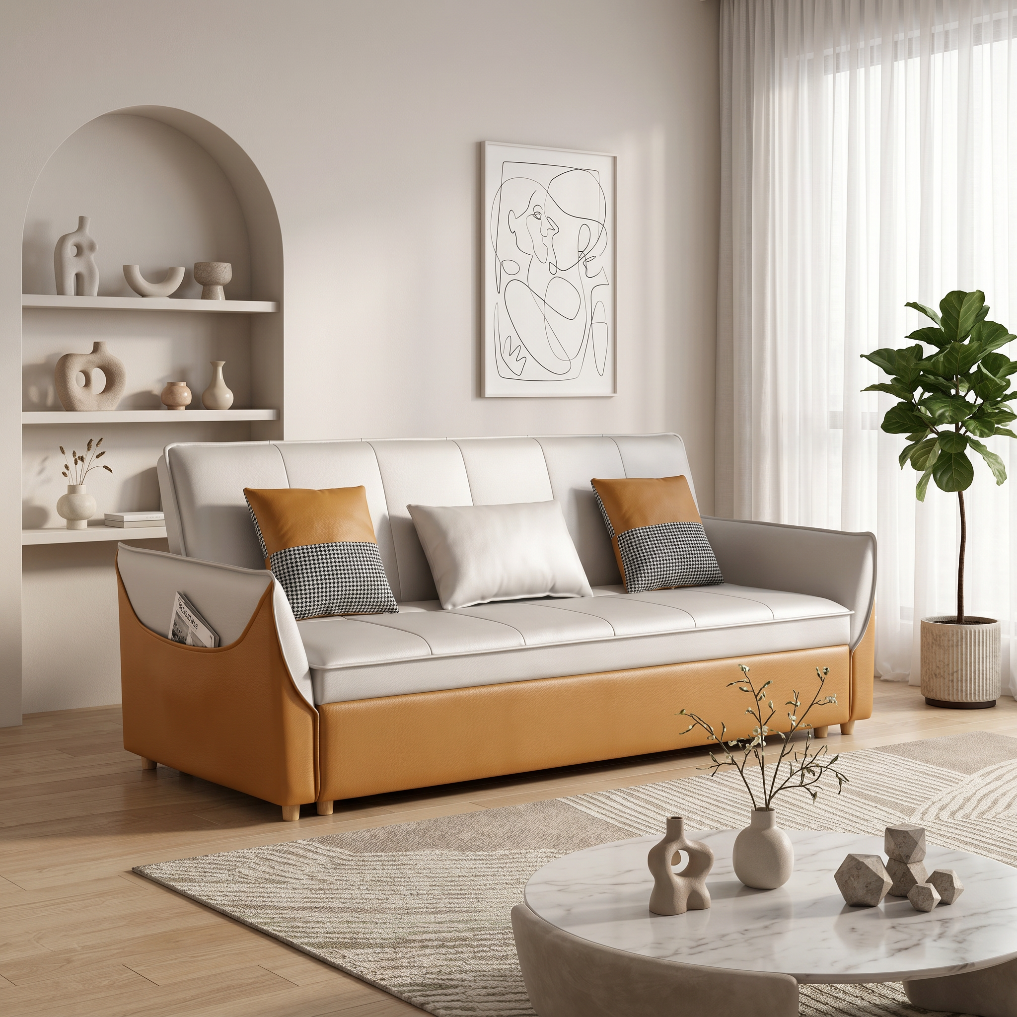 Zarelia Faux Leather Sofa Bed