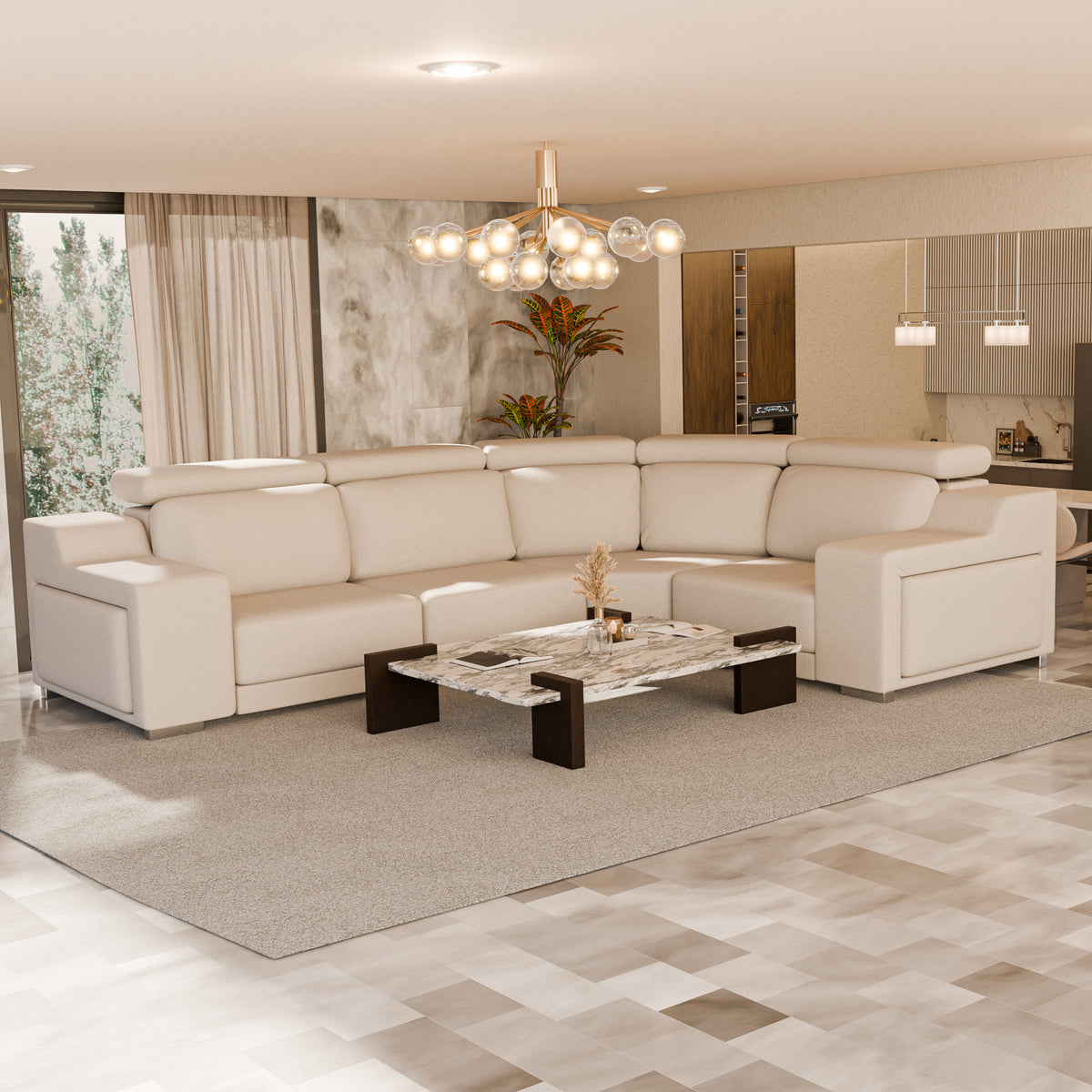 Lush Fabric Sectional Sofa