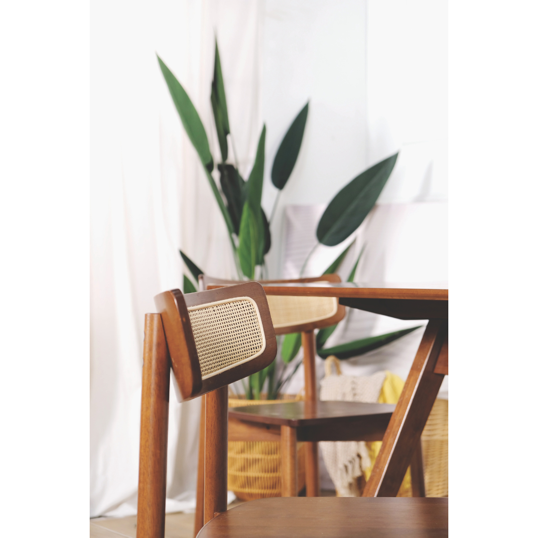 Amira Wooden Dining Chair (Rattan)